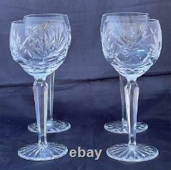 Set of 4 Waterford Crystal ASHLING Hock Wine Glasses