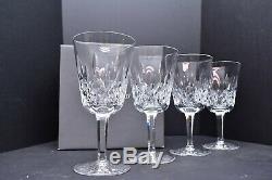 Set of 4 Waterford Crystal Lismore Water Goblets 6 7/8 with Box Wine glasses