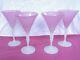 Set of 4 Well Matched Steuben Rosaline Pink & Alabaster Martini / Wine Glasses