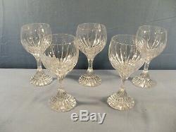 Set of 5 Baccarat Crystal Massena Wine Glasses Goblets 6 3/8 Tall Excellent