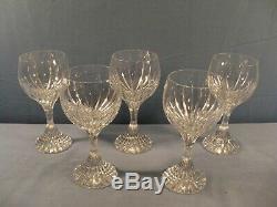 Set of 5 Baccarat Crystal Massena Wine Glasses Goblets 6 3/8 Tall Excellent