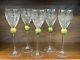 Set of (5) Union Street Glass Manhattan Green & Gold 10 3/8 Claret Wine Glasses