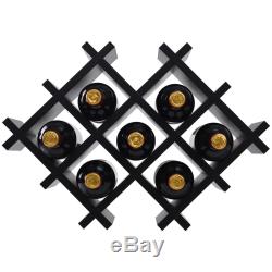 Set of 5 Wall Mount Wine Rack Set with Storage Shelves and Glass Holder Black