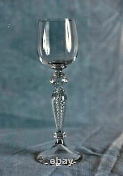 Set of 6 Antique German Crystal Wine Glasses with Double Air Twist Stem C. 1900