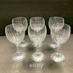 Set of 6 BACCARAT Massena Water Wine Goblet Art Glasses 7 Cut Crystal France