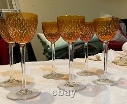 Set of 6 Baccarat France Crystal Orange Rhine Wine Glasses Excellent Condition