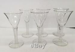 Set of 6 Blenko Royal Leerdam Colonial Williamsburg Air Twist Glasses