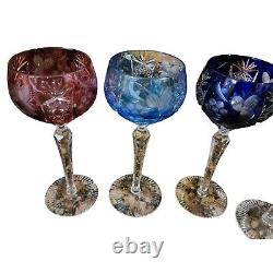 Set of 6 Bohemian Crystal Wine Glasses (A1909)