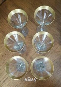 Set of 6 DOROTHY THORPE 18K Golden Band Water Goblets Rare Wine Goblets Barware