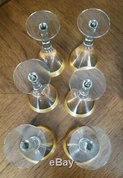 Set of 6 DOROTHY THORPE 18K Golden Band Water Goblets Rare Wine Goblets Barware