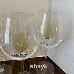 Set of 6 Dom Perignon Champagne Large Crystal Wine Glasses Golden Shield Logo HC
