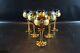 Set of 6 Emerald Color & Gold 24k Plated Wine Glasses Murano Italy