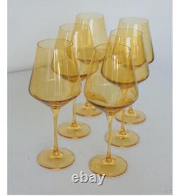 Set of 6 Estelle Colored Wine Stemware Glasses Goblets Yellow NEW In Box