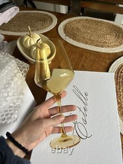 Set of 6 Estelle Colored Wine Stemware Glasses Goblets Yellow NEW In Box