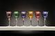 Set of 6 Hand Made 24%Lead Crystal Wine Glasses in Multicolor withDrape Cut