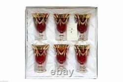 Set of 6 Interglass Italy Crystal Glasses Ruby Red Italian Wine Goblets