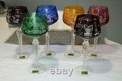Set of 6 LAUSITZER GERMAN CASED CUT TO CLEAR CRYSTAL WINE GOBLETS 8 NEW