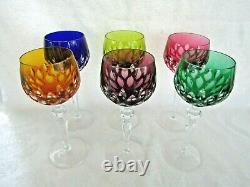 Set of 6 Lausitzer Glaswerke  Orion Cut to Clear Wine Hock Glasses