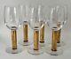 Set of 6 Orrefors Wine Glass Gold Thick Stem Clear Bowl 7-1/4 with Label Sweden