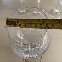 Set of 6 Pier 1 Crackle Glass Angled Slant Rim Wine Glasses 3 Red 3 White