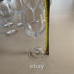 Set of 6 Pier 1 Crackle Glass Angled Slant Rim Wine Glasses 3 Red 3 White