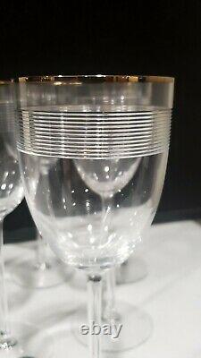 Set of 6 Ralph Lauren Crystal Wine Glasses Navigator Made in France Platinum
