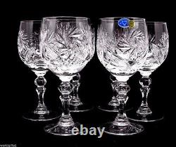 Set of 6 Russian Cut Crystal Red Wine Glasses 8.8 oz Soviet Stemmed Goblet