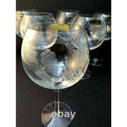 Set of 6 Toscany Etched / Hand Blown Wine Glasses