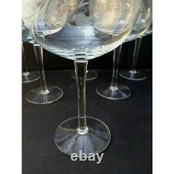 Set of 6 Toscany Etched / Hand Blown Wine Glasses