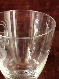 Set of 6 UNIDENTIFIED SIGNED Art Glass Nude Mermaid Etched Glass Cordial Wines