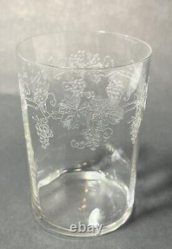 Set of 6 US Etched Wine Glasses Grapes Puntels 1800s