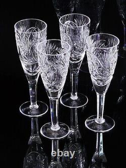 Set of 6 Vintage Crystal Champagne Glasses 7 Tall Stem Goblet Coupe Wine Rare