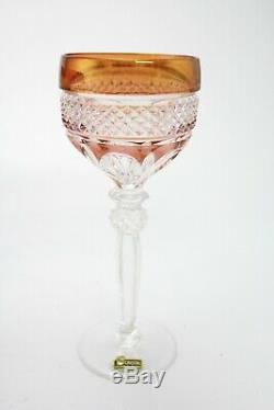 Set of 6 Vintage Cut Crystal Colored Wine Goblets 7.9inch E/0103