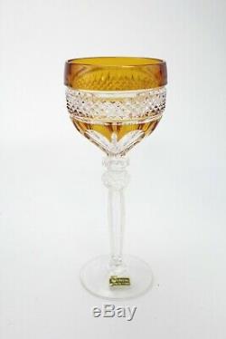 Set of 6 Vintage Cut Crystal Colored Wine Goblets 7.9inch E/0103