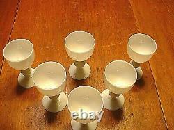 Set of 6 Vintage Portieux Vallerysthal 4 1/2 White Opaque Wine Glasses