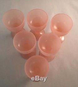 Set of 6 Vintage Portieux Vallerysthal Pink Opaline 4 oz, Wine Glasses