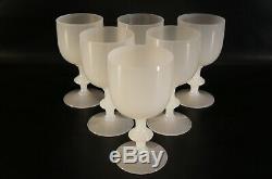 Set of 6 Vintage Portieux Vallerysthal White Opaline Wine Water Glasses French