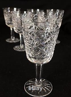 Set of 6 Waterford Clare 4 1/4 Tall Wine Glasses / Water Goblets, Lead Crystal