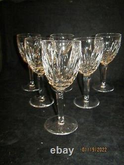 Set of 6 Waterford Crystal Kildare Claret Wine Goblets Glasses Stems 6.5 tall