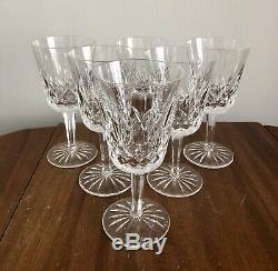Set of 6 Waterford Crystal Lismore Tall Water Wine Stem Goblets Glasses 6-7/8