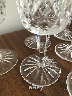 Set of 6 Waterford Crystal Lismore Tall Water Wine Stem Goblets Glasses 6-7/8
