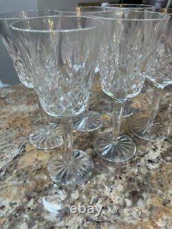 Set of 6 Waterford LISMORE Cut Crystal Claret Wine Water Glass 8.25 Mint