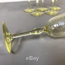 Set of 6 Yellow Vaseline Glass Fostoria Sherry Wine Glass