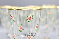 Set of 7 Antique Lobmeyr Bohemian enamel roses gold glasses