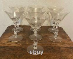 Set of 7 Vintage FOSTORIA Navarre Clear Champagne Wine Glasses Goblets 6 3/8