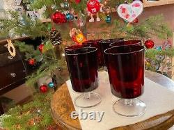 Set of 7 mid-century modern wine glasses in 1960'S red in great-condition