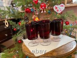 Set of 7 mid-century modern wine glasses in 1960'S red in great-condition