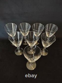 Set of 8 Fostoria ENGAGEMENT 7 Water Goblets Crystal Platinum Signed Wine Glass