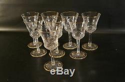 Set of 8 France Crystal St Louis Apollo Wine Glasses With Gold
