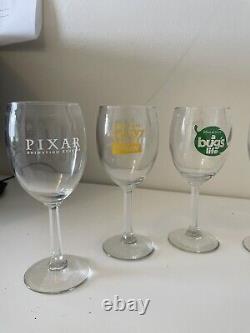 Set of 8 Pixar Wine Glasses Rare Collectible